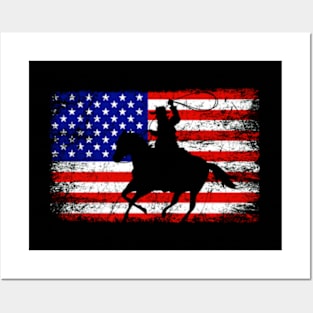 American Flag Cowboy Western Posters and Art